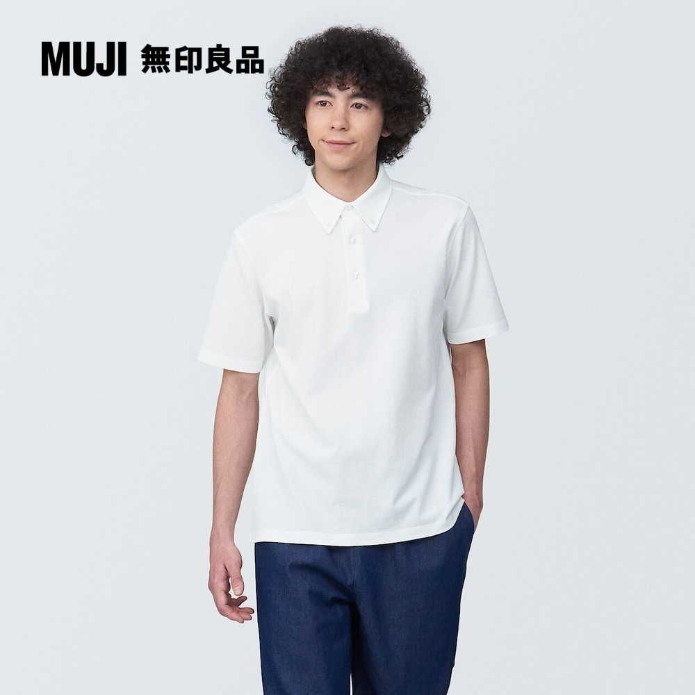 MUJI 無印良品 男涼感鹿子織扣領短袖POLO衫