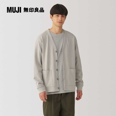 MUJI 無印良品 男二重織米蘭諾螺紋V領開襟衫