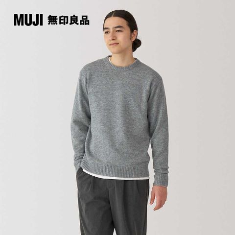 MUJI 無印良品 男羊毛可水洗中密織圓領針織衫