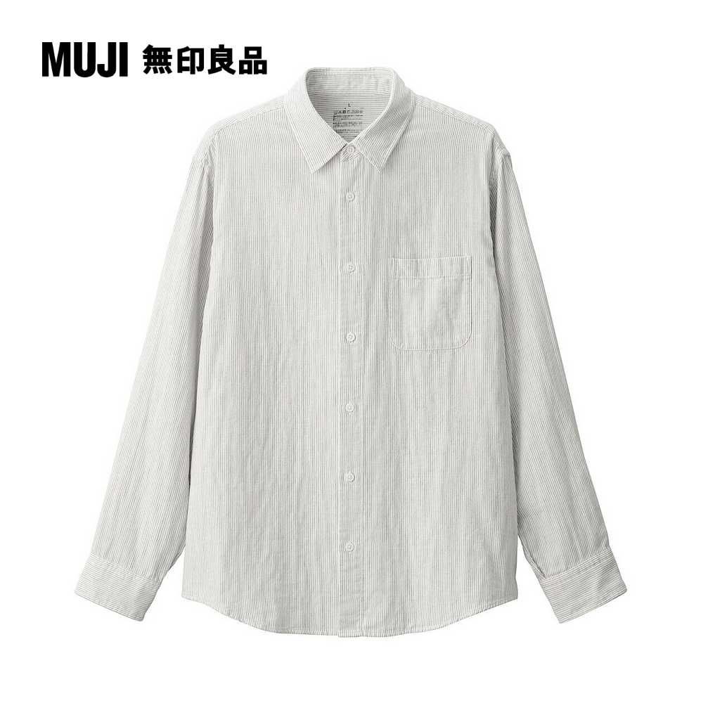 MUJI 無印良品 男吉貝木棉混二重紗織長袖襯衫