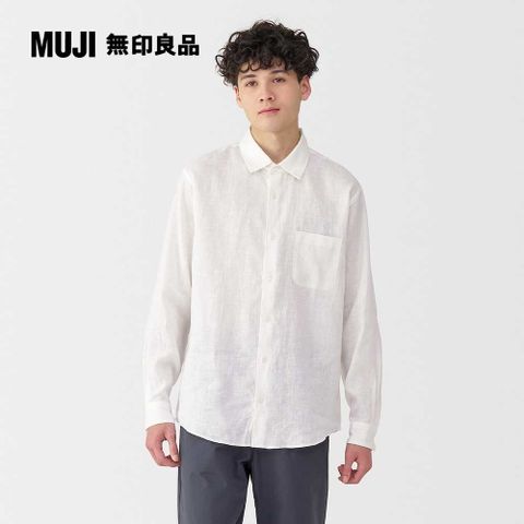 MUJI 無印良品 男亞麻水洗長袖襯衫