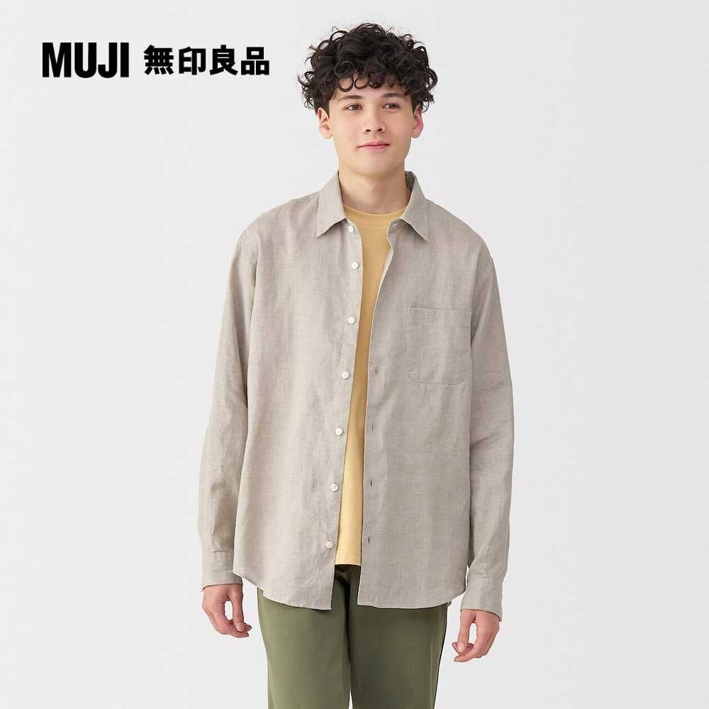 MUJI 無印良品 男亞麻水洗長袖襯衫