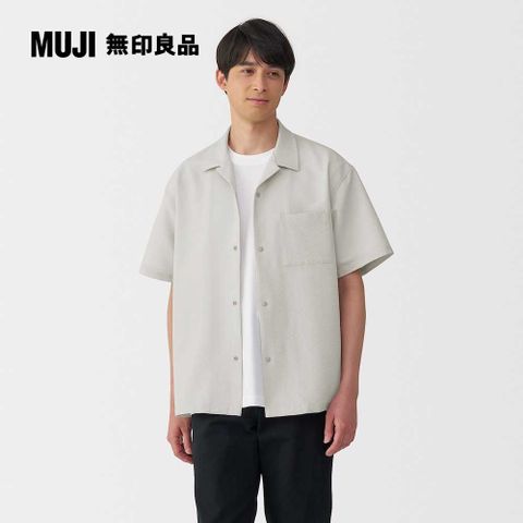 MUJI 無印良品 男透氣彈性泡泡紗開領短袖襯衫