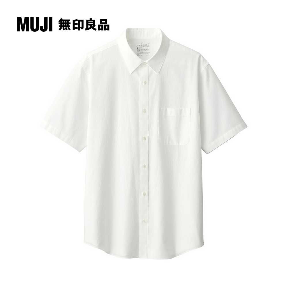 MUJI 無印良品 男水洗平織布短袖襯衫