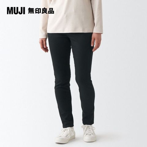 MUJI 無印良品 女有機棉混超彈力丹寧窄版褲_黑色