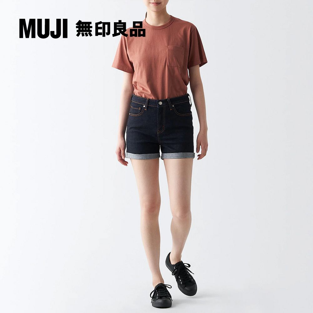 MUJI 無印良品 女有機棉混超彈力丹寧短褲