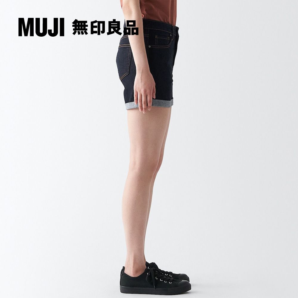 MUJI 無印良品 女有機棉混超彈力丹寧短褲