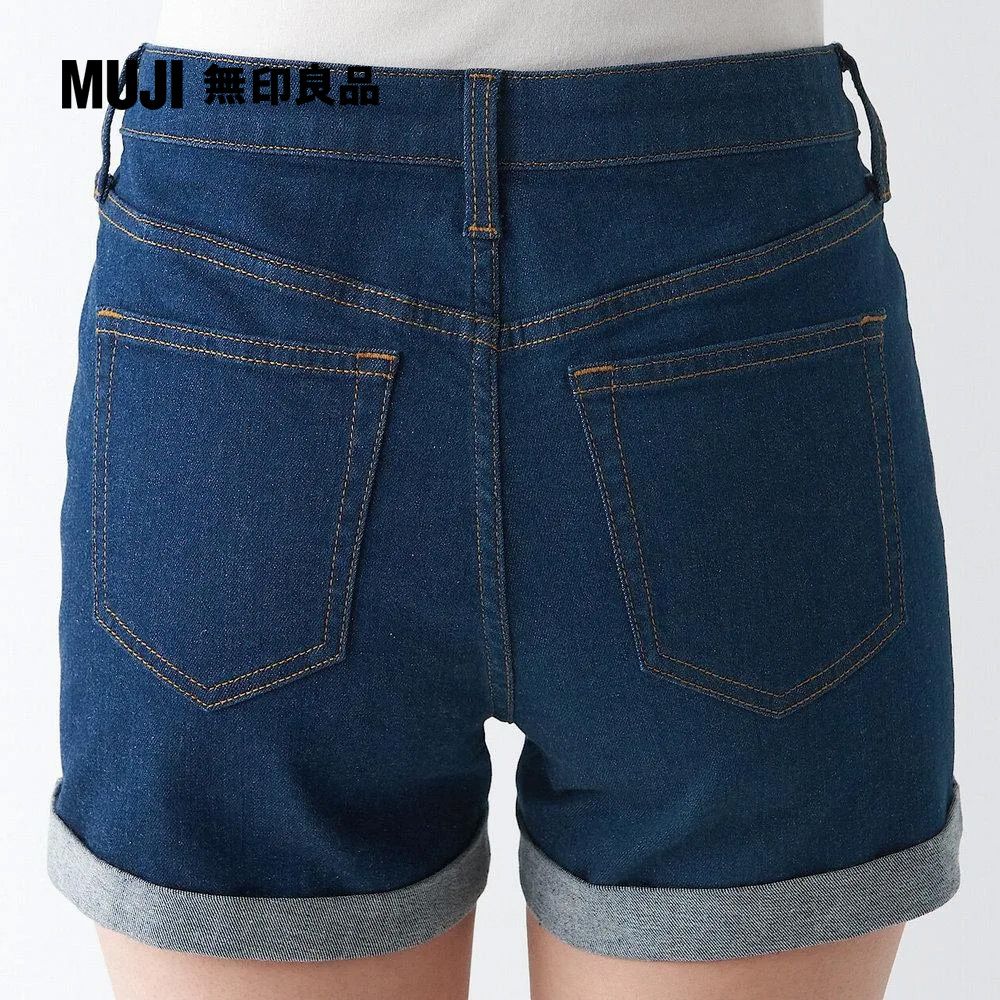 MUJI 無印良品 女有機棉混超彈力丹寧短褲