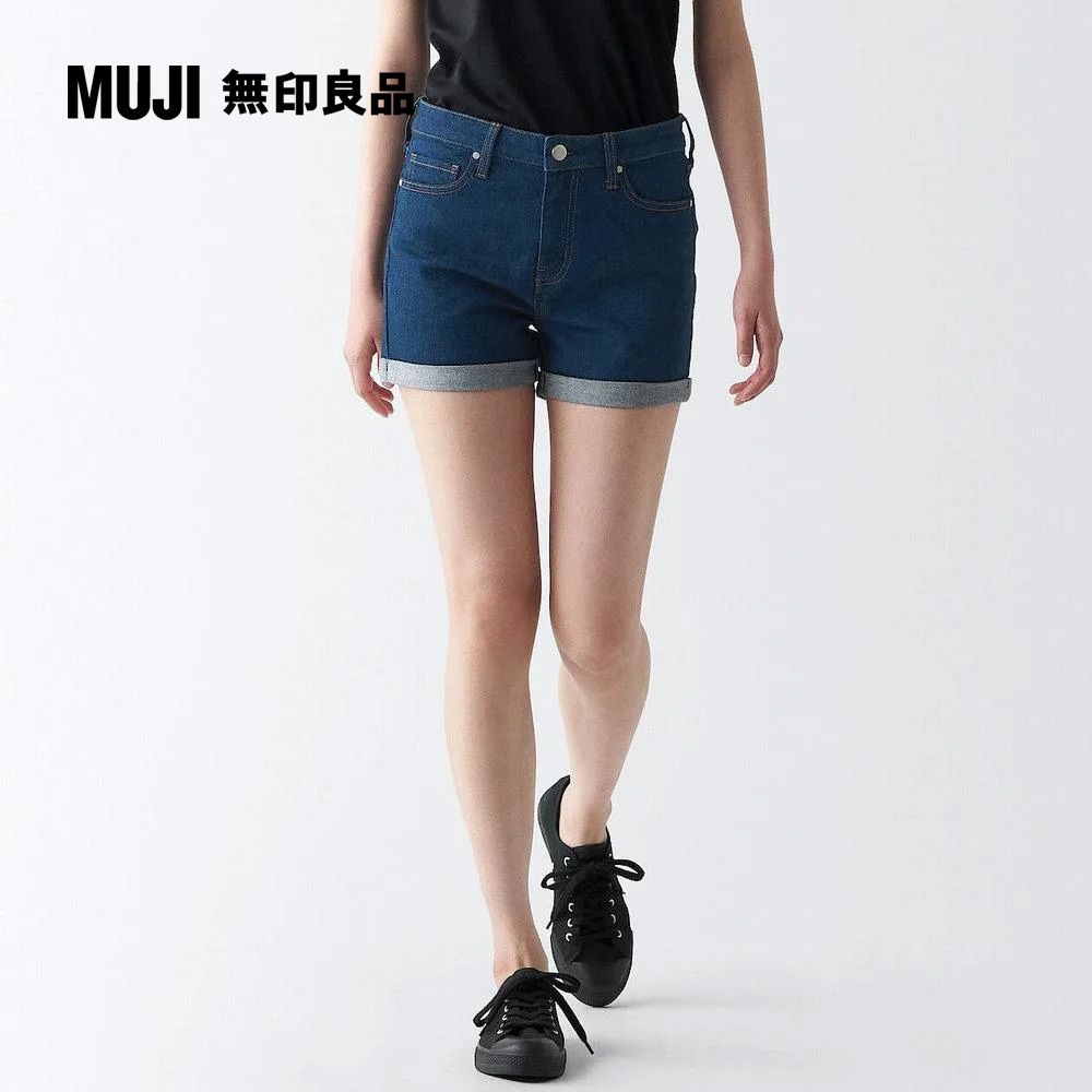 MUJI 無印良品 女有機棉混超彈力丹寧短褲