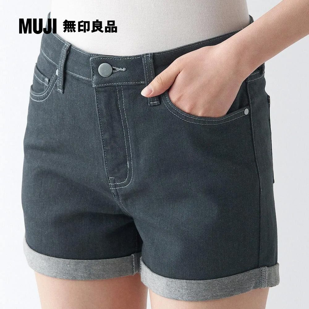 MUJI 無印良品 女有機棉混超彈力丹寧短褲