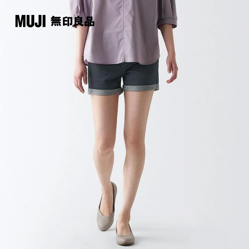 MUJI 無印良品 女有機棉混超彈力丹寧短褲