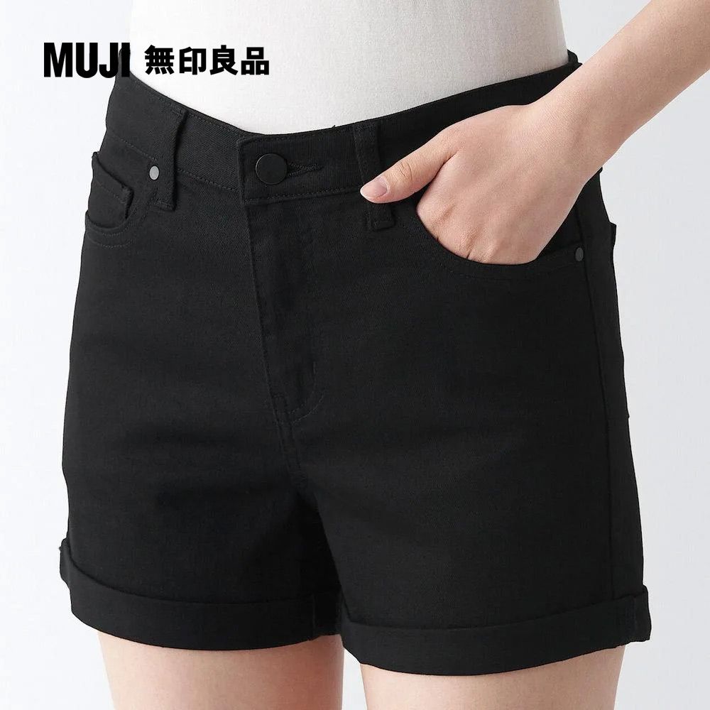 MUJI 無印良品 女有機棉混超彈力丹寧短褲