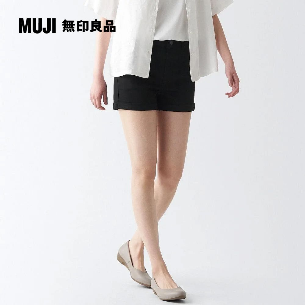 MUJI 無印良品 女有機棉混超彈力丹寧短褲