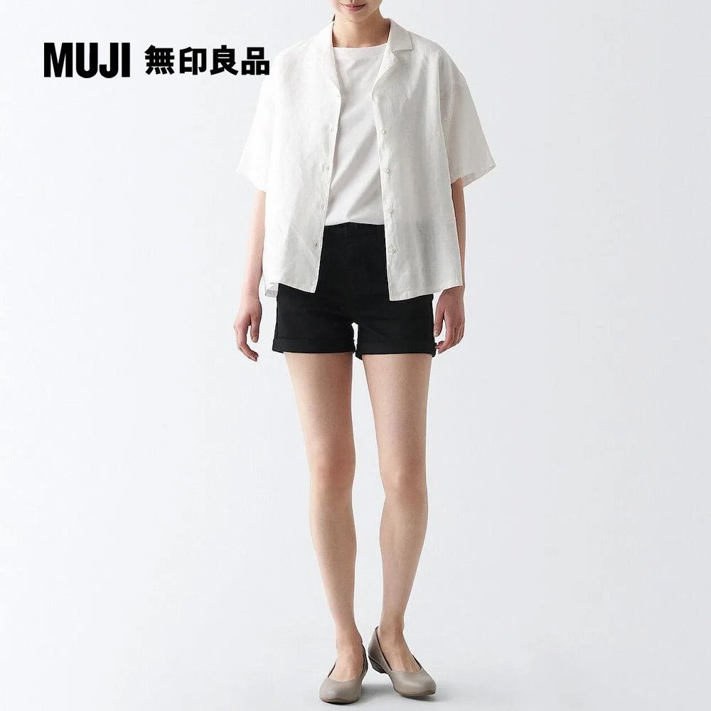 MUJI 無印良品 女有機棉混超彈力丹寧短褲