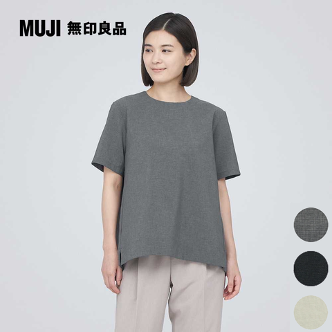 MUJI 無印良品 女聚酯纖維透氣短袖套衫(共3色)