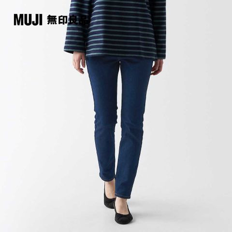 MUJI 無印良品 女有機棉混超彈力丹寧窄版褲