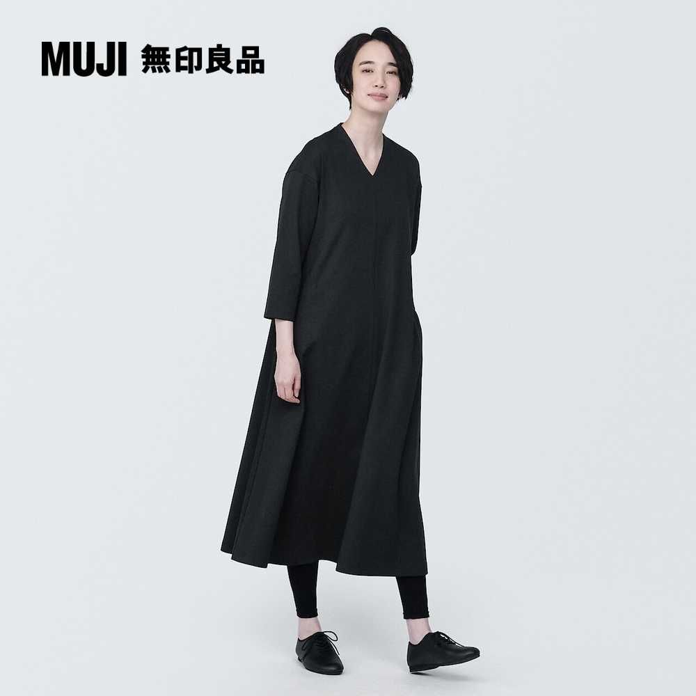 女棉混二重織V領洋裝【MUJI 無印良品】 - PChome 24h購物