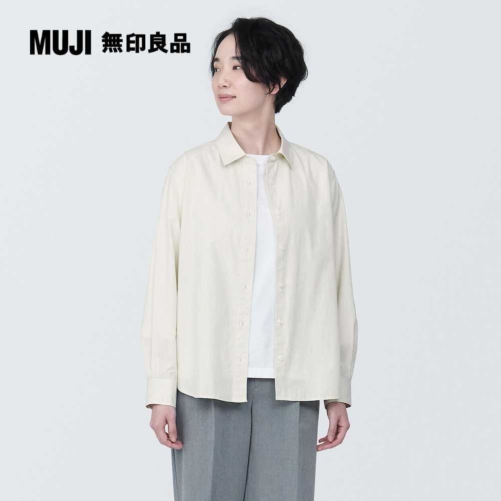 MUJI 無印良品 女有機棉水洗平織布長袖襯衫(共6色)