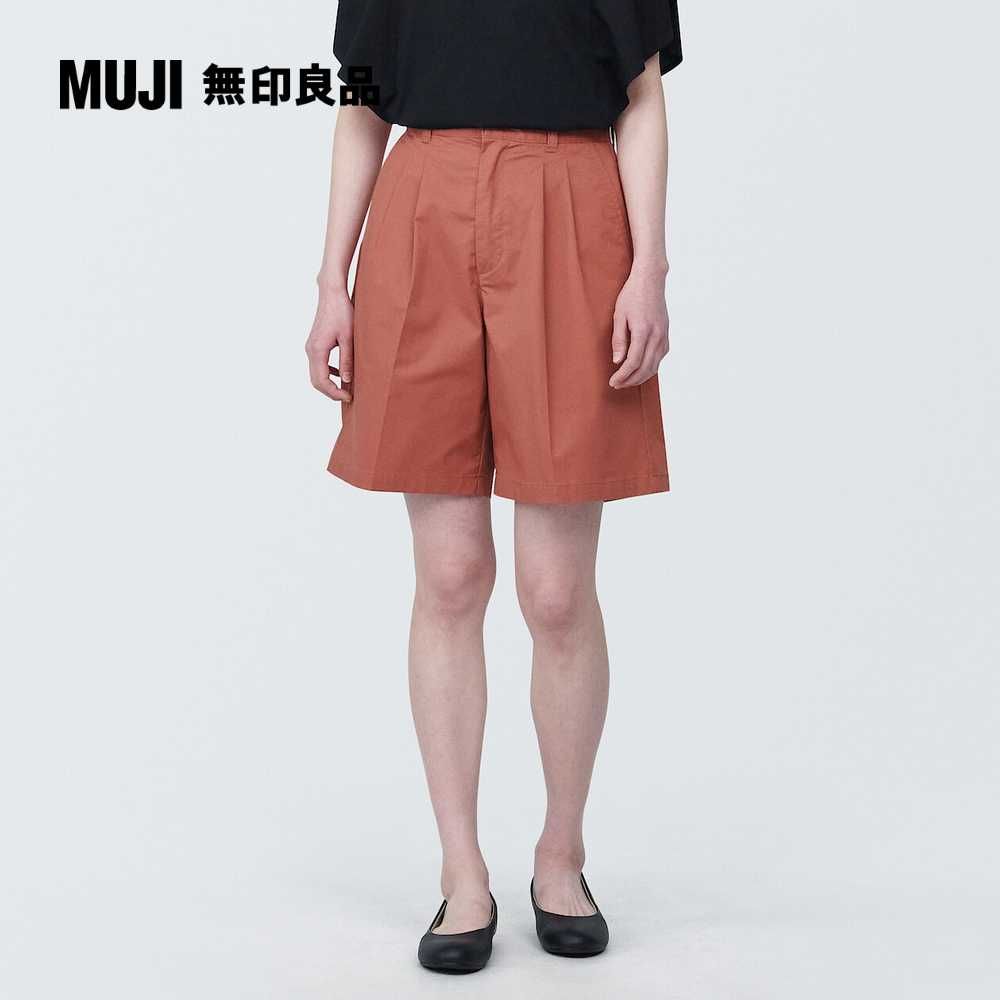 MUJI 無印良品 女聚酯纖維混彈性打褶五分褲(共3色)