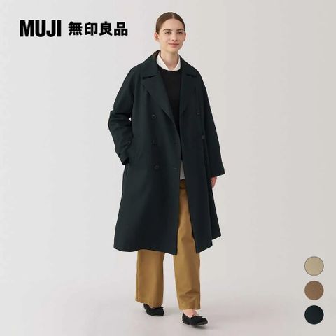 MUJI 無印良品 女撥水加工雙排扣大衣