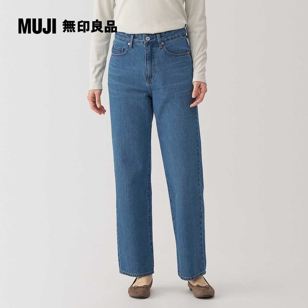 MUJI 無印良品 女吉貝木棉混丹寧直筒褲