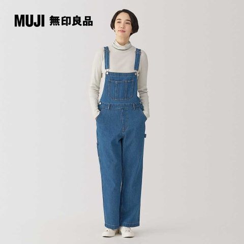 MUJI 無印良品 女吉貝木棉混丹寧吊帶褲