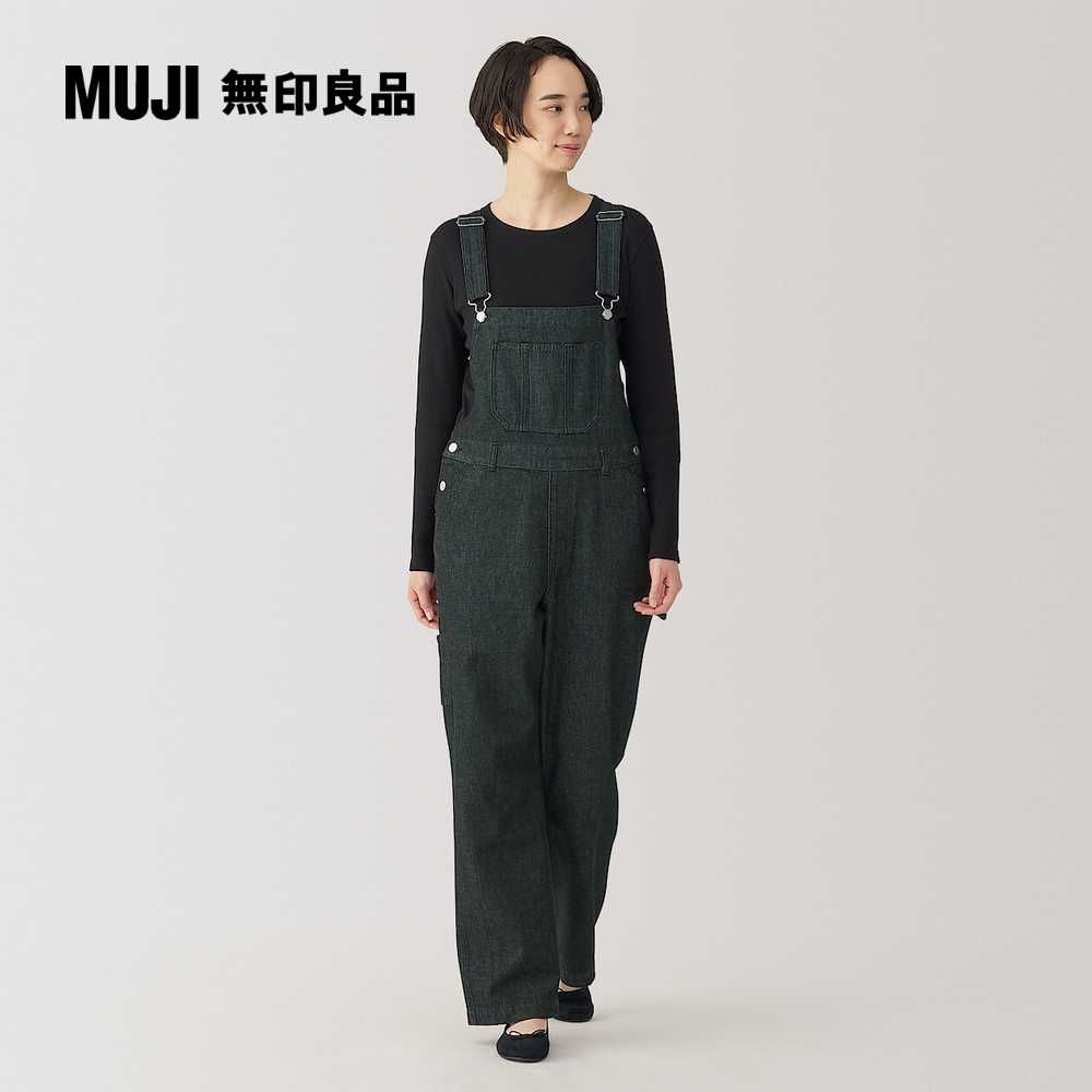 MUJI 無印良品 女吉貝木棉混丹寧吊帶褲