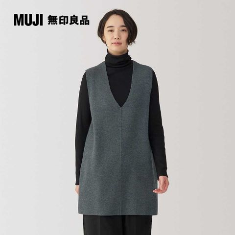 MUJI 無印良品 女可水洗米蘭諾螺紋長版背心