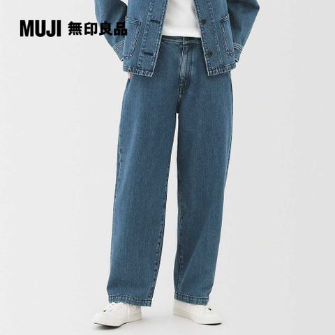 MUJI 無印良品 女吉貝木棉混丹寧寬版錐形褲