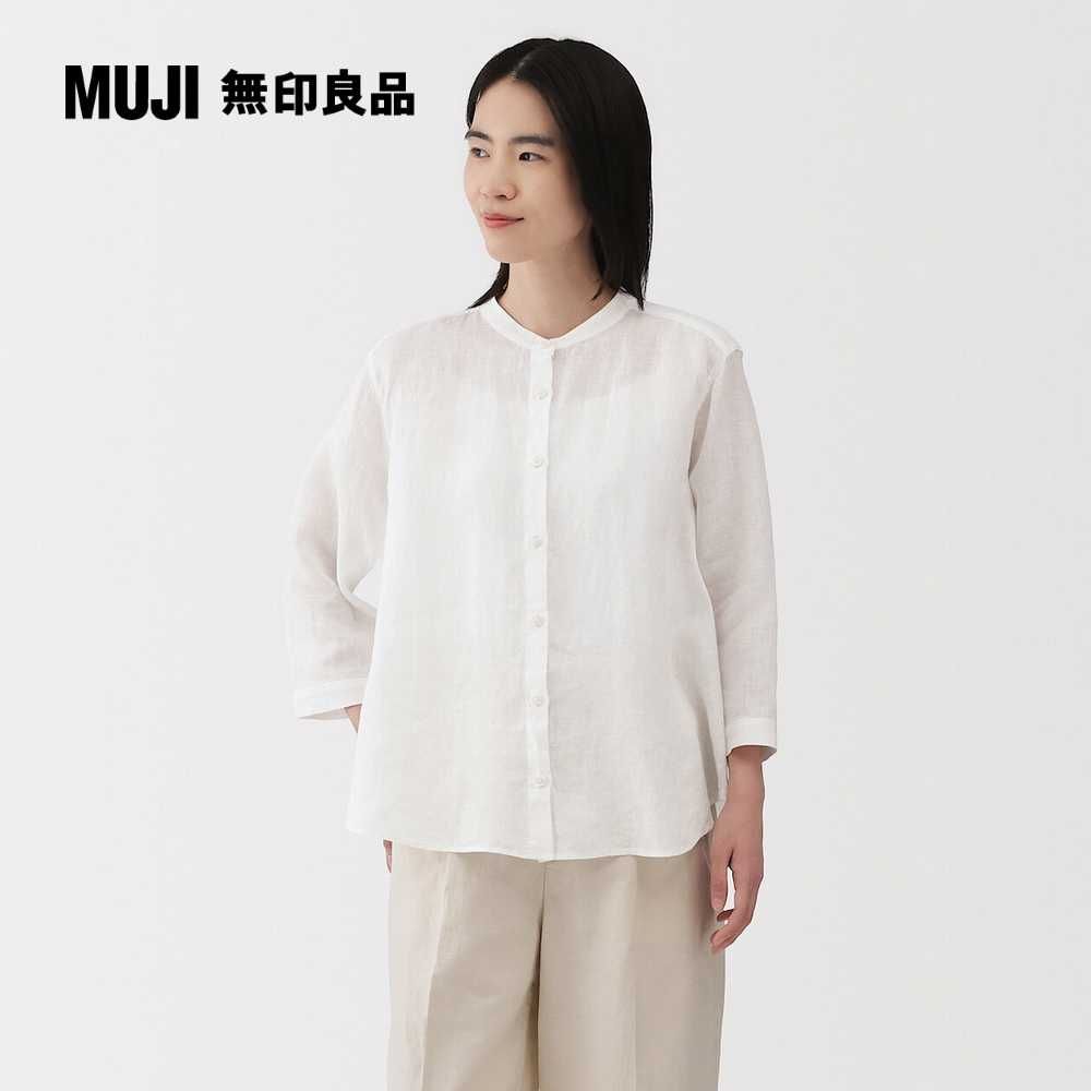 MUJI 無印良品 女亞麻水洗七分袖套衫