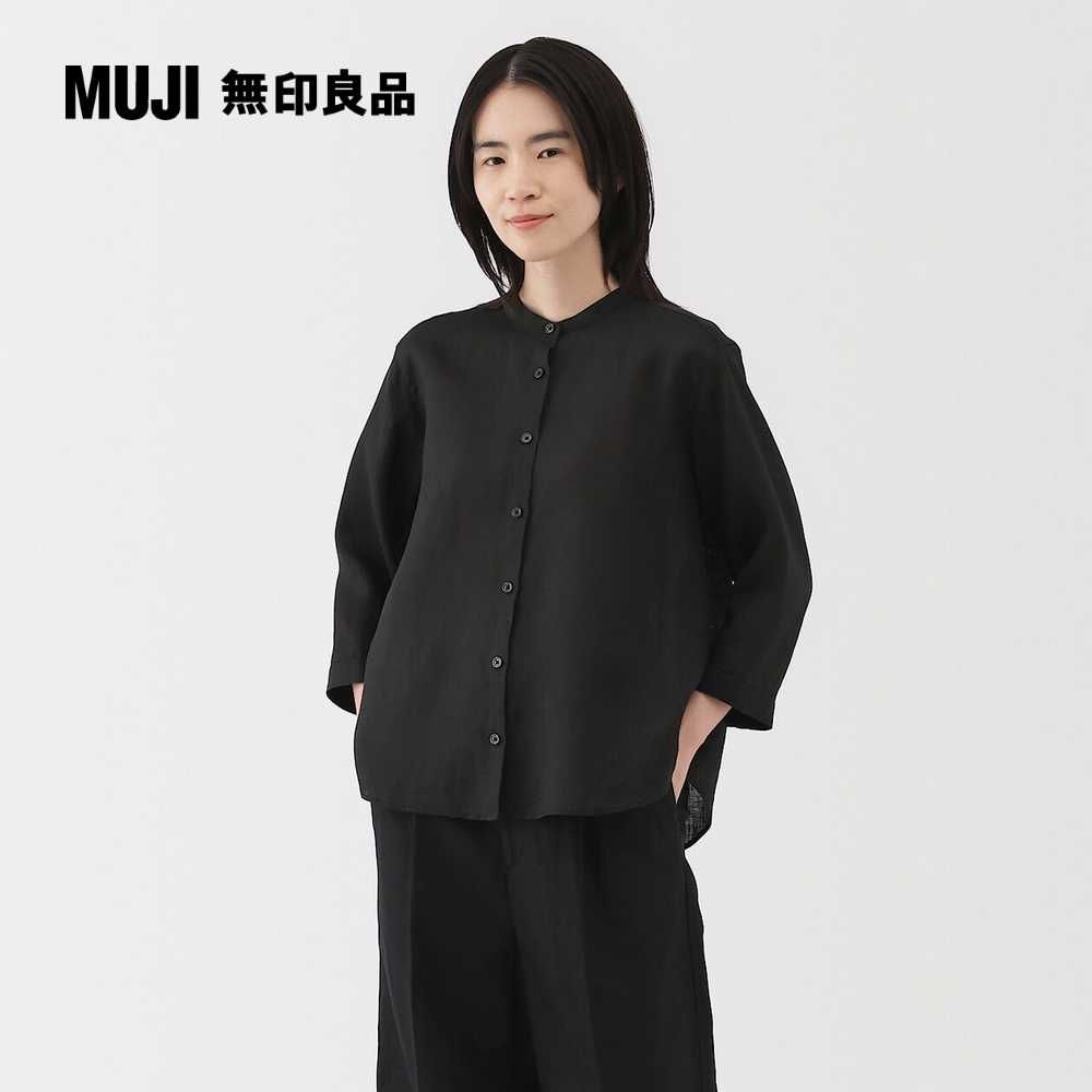 MUJI 無印良品 女亞麻水洗七分袖套衫