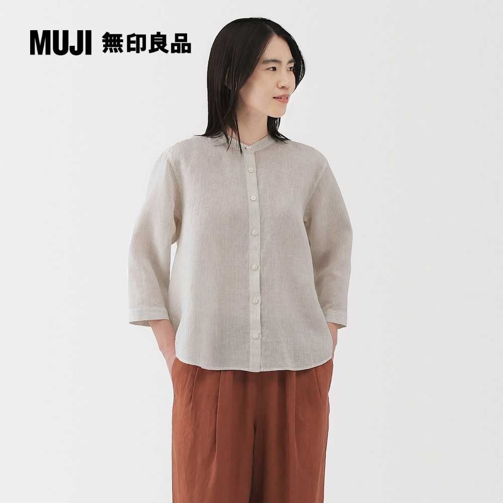 MUJI 無印良品 女亞麻水洗七分袖套衫