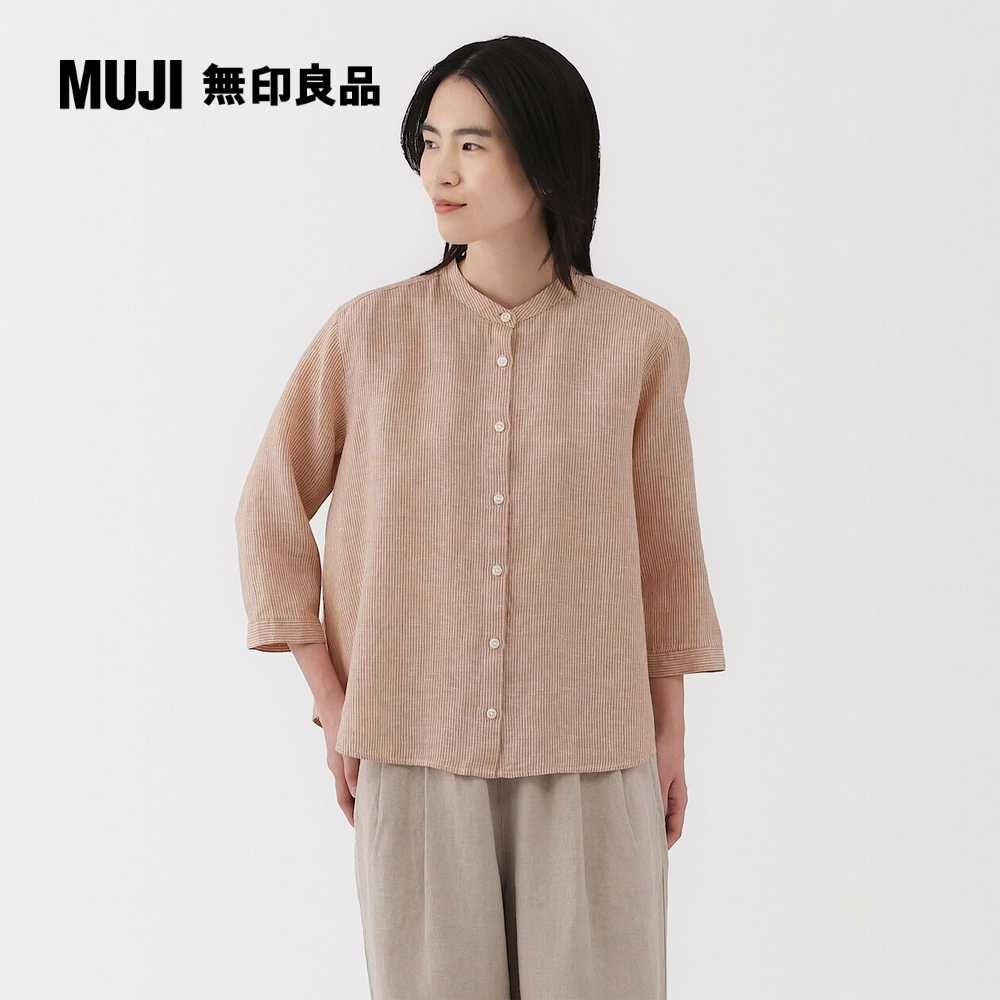 MUJI 無印良品 女亞麻水洗七分袖套衫