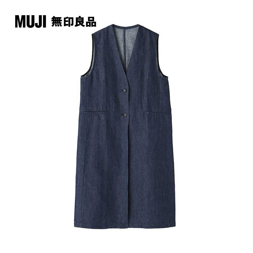 MUJI 無印良品 女大麻混丹寧長版背心