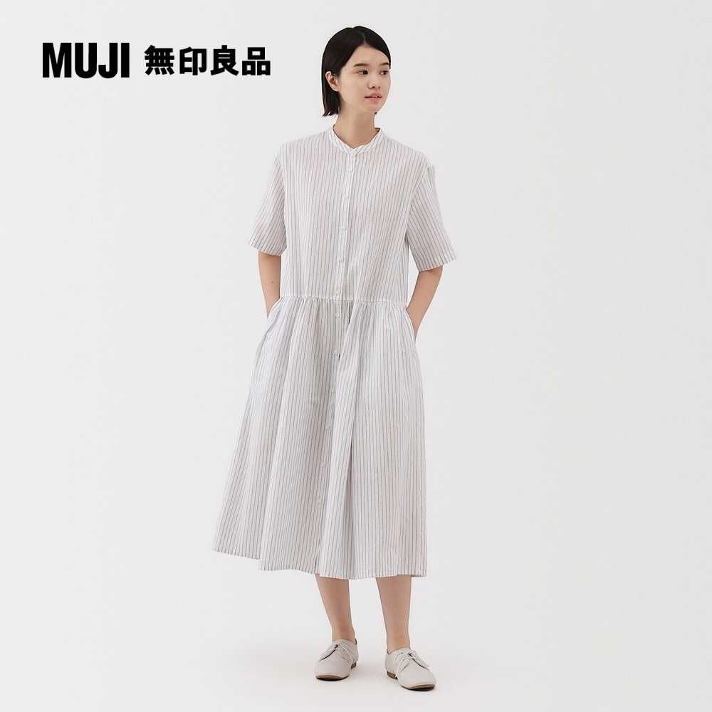 MUJI 無印良品 女大麻混棉短袖洋裝