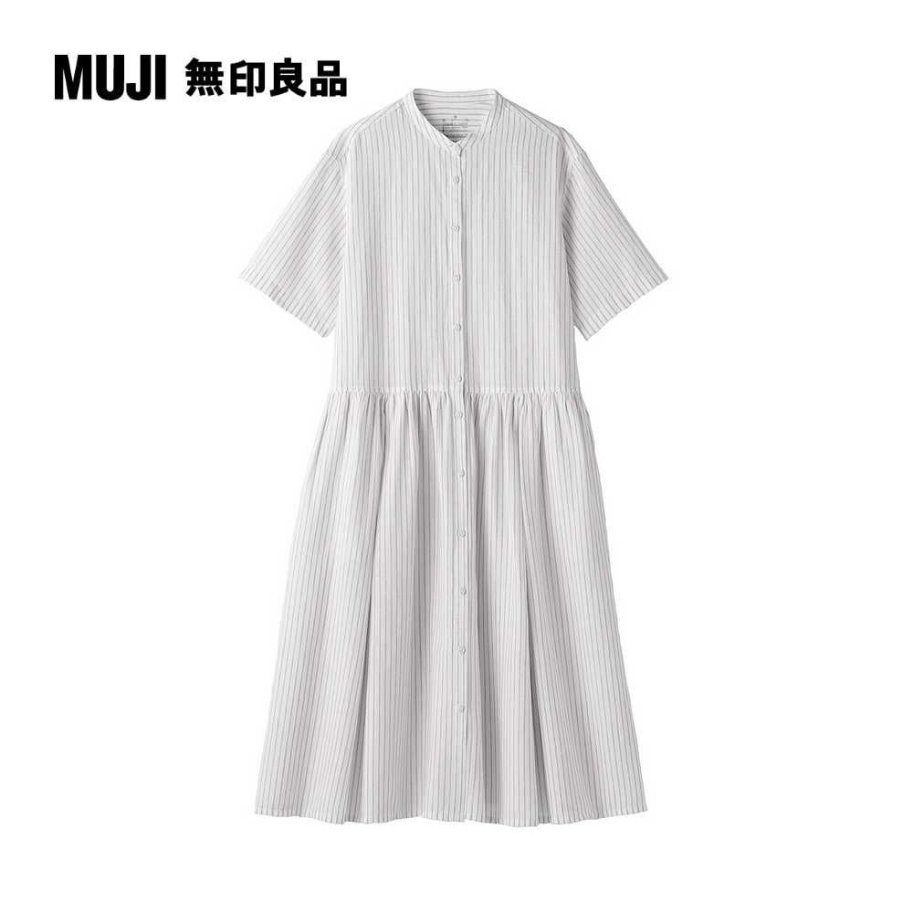 MUJI 無印良品 女大麻混棉短袖洋裝