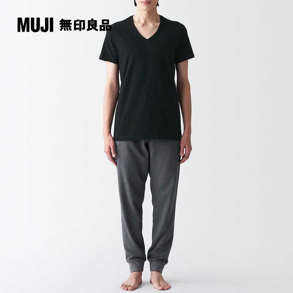 MUJI 無印良品 男棉質無側縫天竺V領短袖T恤