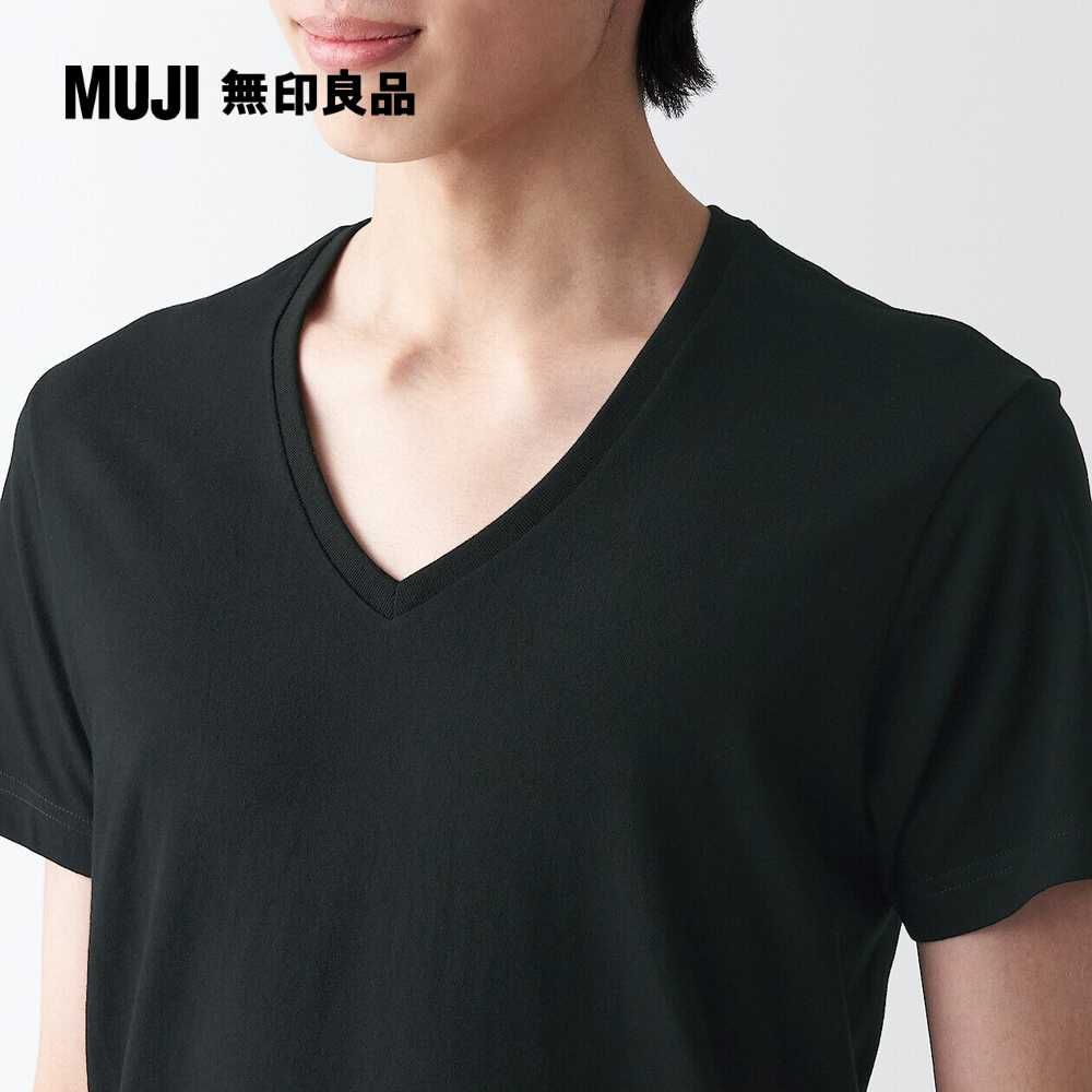 MUJI 無印良品 男棉質無側縫天竺V領短袖T恤