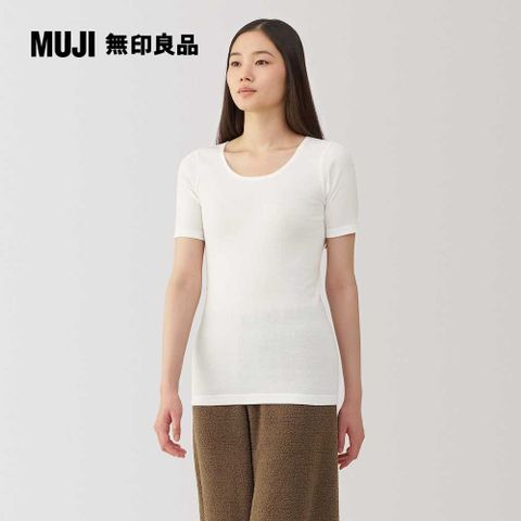 MUJI 無印良品 女棉保暖圓領短袖T恤