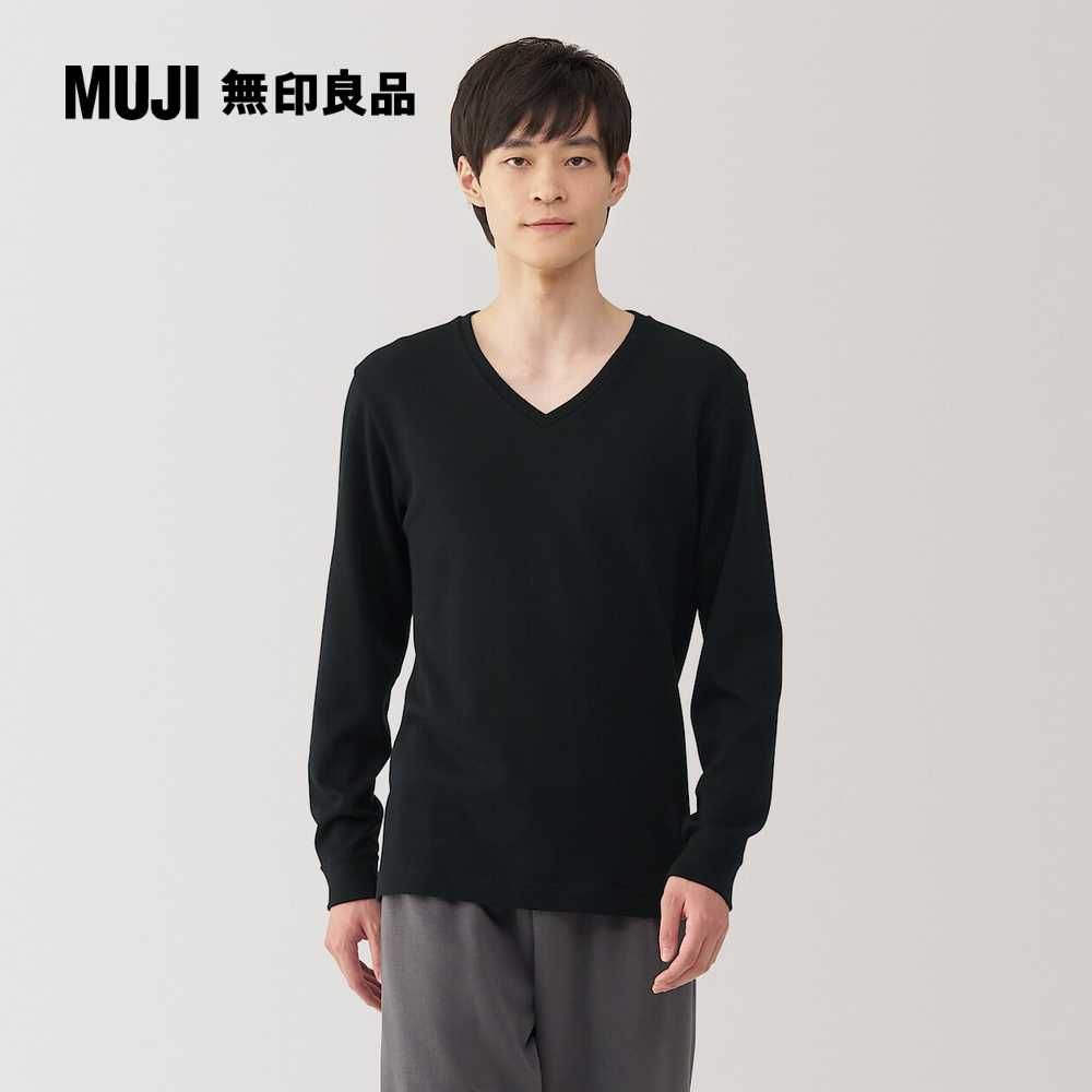 MUJI 無印良品 男棉混羊毛保暖V領長袖T恤