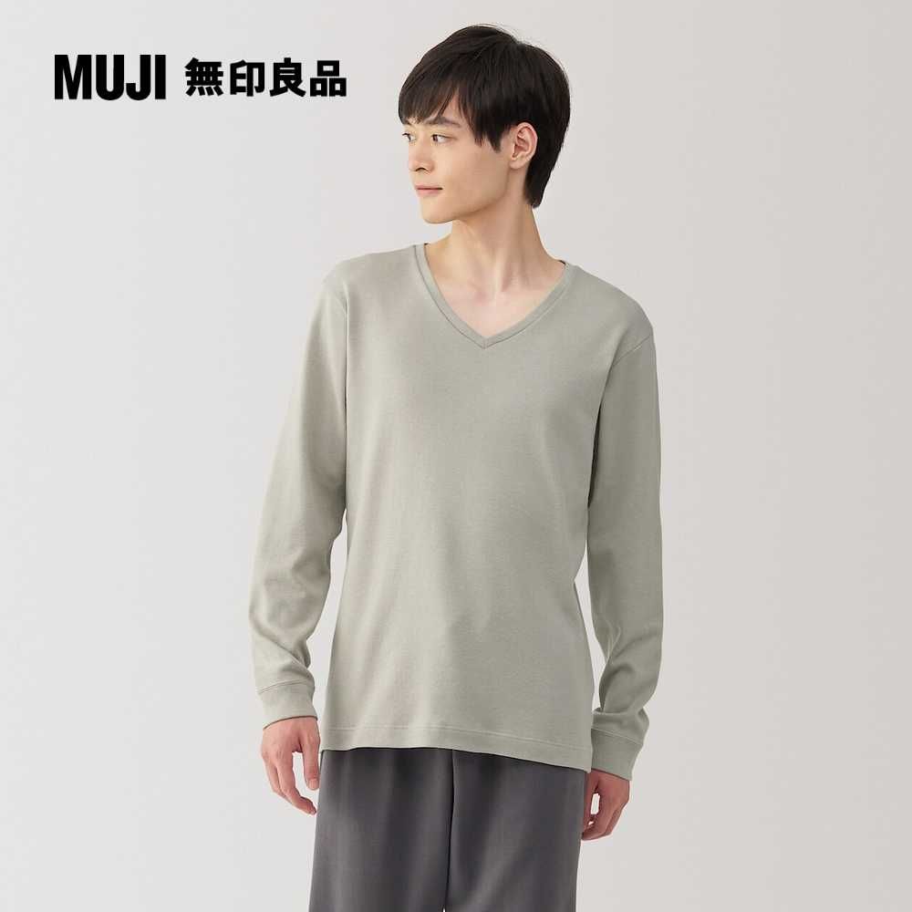 MUJI 無印良品 男棉混羊毛保暖V領長袖T恤