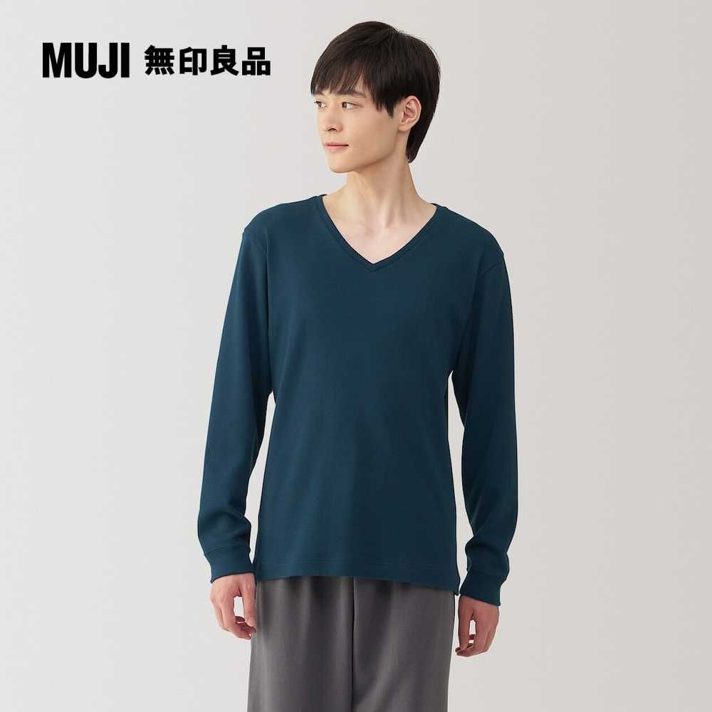 MUJI 無印良品 男棉混羊毛保暖V領長袖T恤