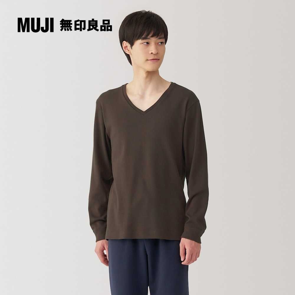 MUJI 無印良品 男棉混羊毛保暖V領長袖T恤