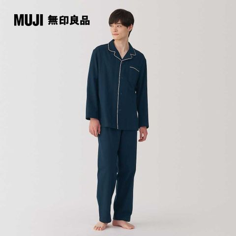 MUJI 無印良品 男無側縫法蘭絨家居睡衣