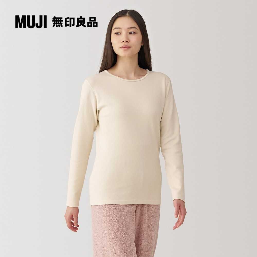 MUJI 無印良品 女棉混羊毛保暖圓領長袖T恤