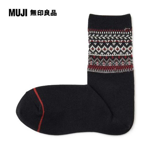 MUJI 無印良品 女棉混足口柔軟舒適保暖紋樣直角襪(共3色)