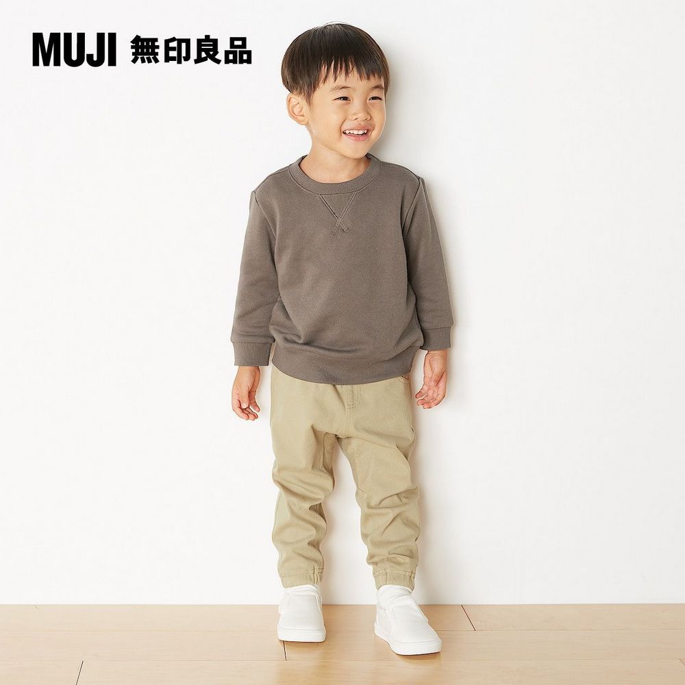 MUJI 無印良品 幼兒棉混柔軟裏毛圓領衫淡棕