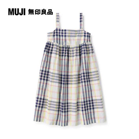 MUJI 無印良品 兒童有機棉馬杜拉斯格紋細肩帶洋裝