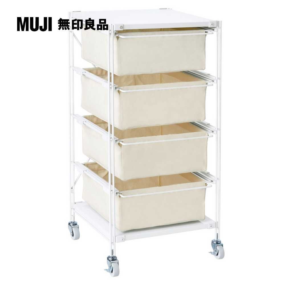 MUJI 無印良品 SUS帆布籃推車/亮面淺灰/寬42(大型家具配送)