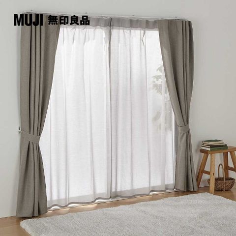 MUJI 無印良品 棉薄紗無褶窗簾米/寬100長176cm